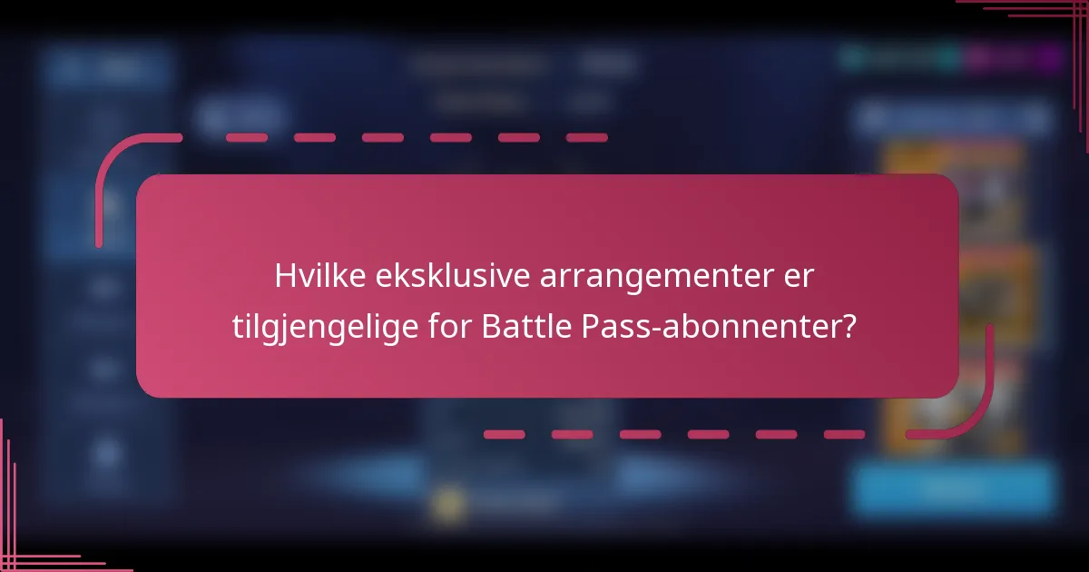 Hvilke eksklusive arrangementer er tilgjengelige for Battle Pass-abonnenter?